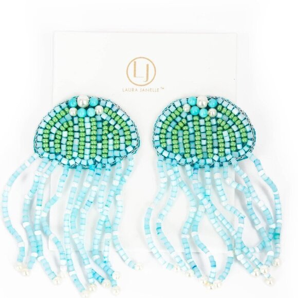 Aqua Jellyfish Earrings - Picture 1 of 1